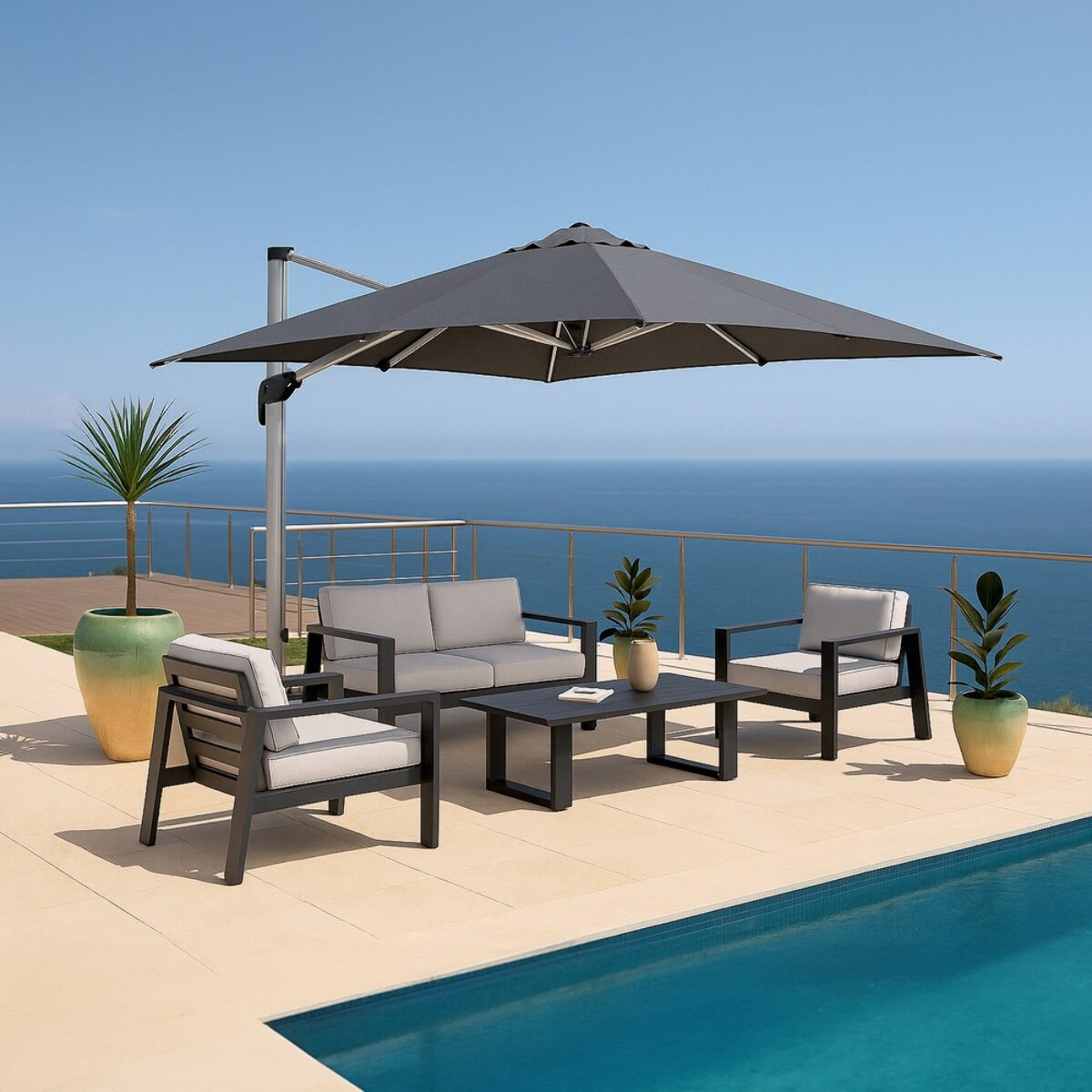 Ombrellone da esterno 3x4 Roma con braccio laterale