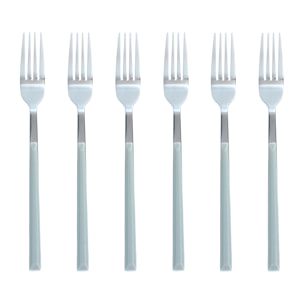 Lot de 6 fourchettes grises en acier inoxydable  COLORAMA