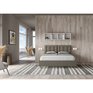 Letto matrimoniale con rete imbottito 160x190 similpelle cappuccino Annalisa