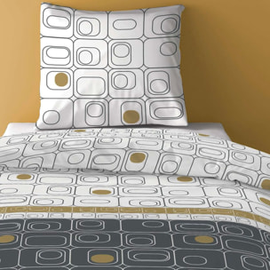 Parure de couette 3pcs 100% microfibre - gris blanc ocre