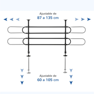 Separador de Coche para Perros Ajustable en Ancho y Altura Acero 87-135x60-105cm