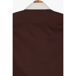 Camicia Uomo 1 Bottone Francese Slim Satin Unito Marrone