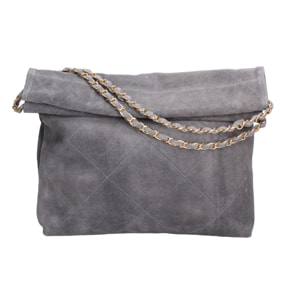 Borsa a spalla da donna Made in Italy - Modello Celeste Elite - Pelle scamosciata - 32.0 x 34.0 x 6.0 cm