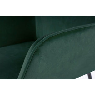 Sedia Eliot 100 con braccioli in velluto verde