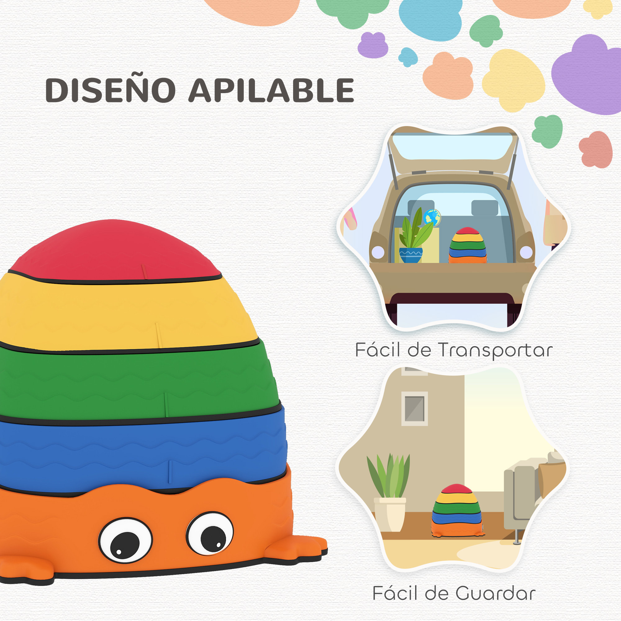 Conjunto de Piedras de Equilibrio para Niños Apilables de 5 Piezas Juego de Equilibrio para Niños de +2 Años Forma de Rana Antideslizantes para Interior y Exterior Multicolor