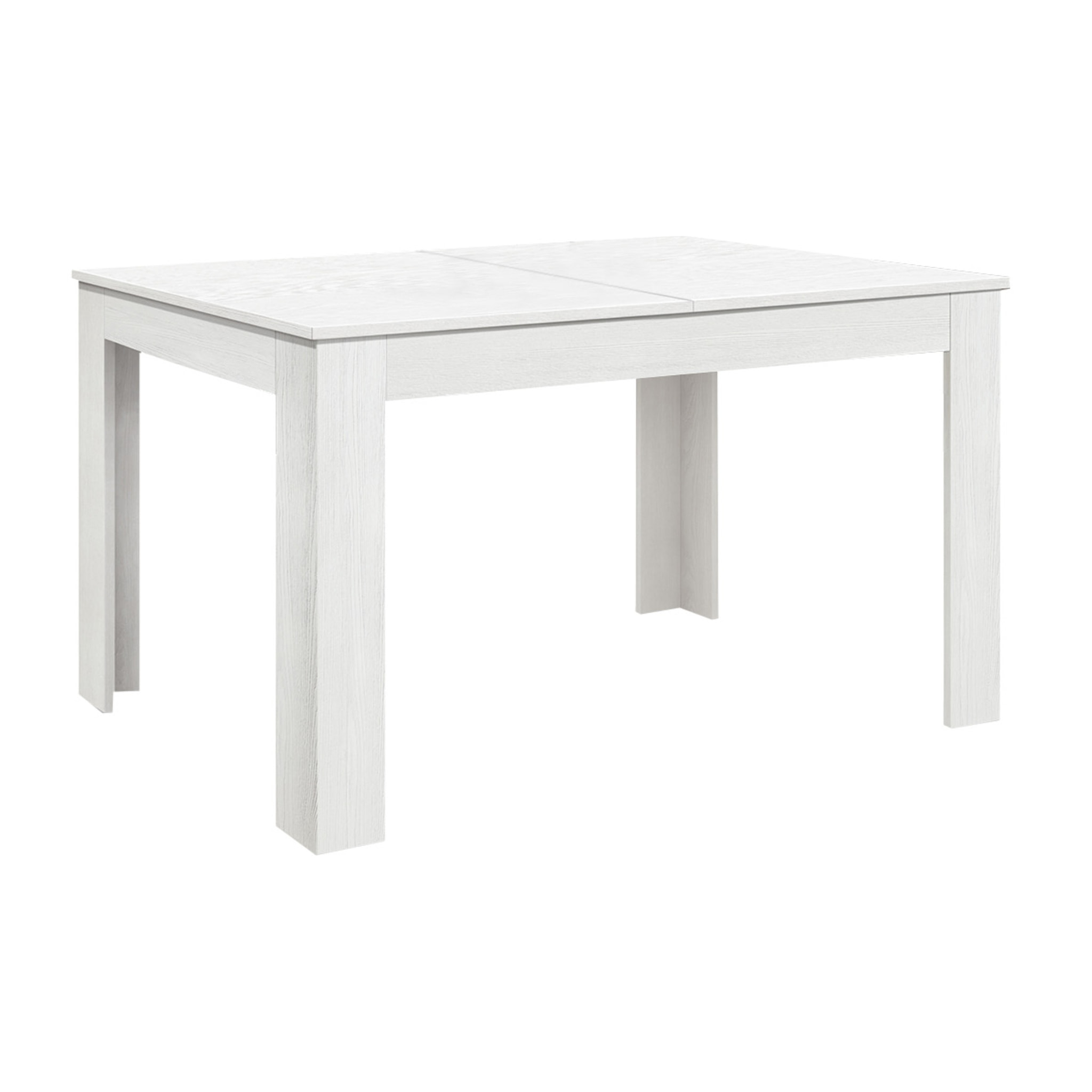 Tavolo LIPARI in legno finitura bianco frassinato e base bianca, allungabile 140×90 cm – 220×90 cm