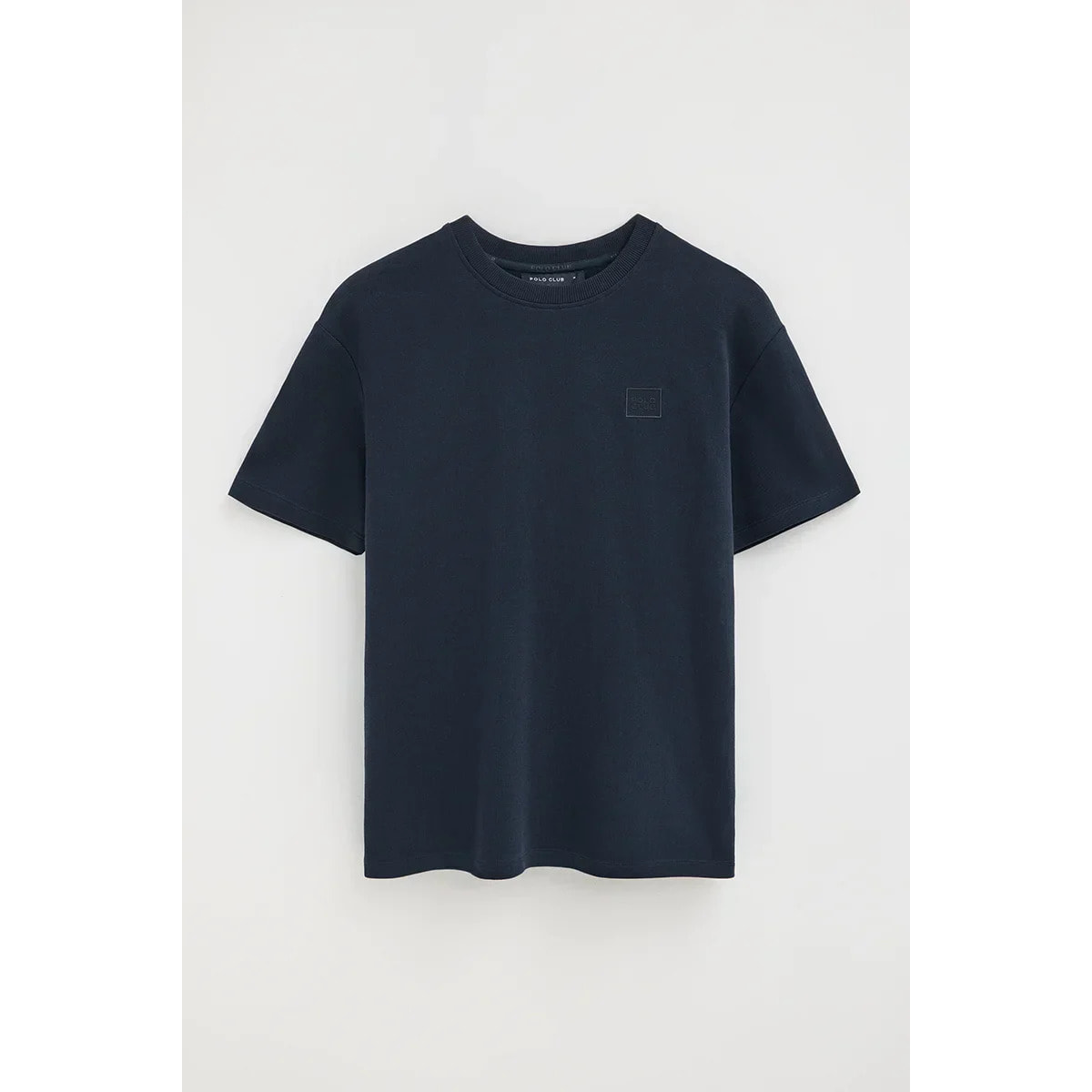 Maglietta blu marino con microstruttura e toppa Polo Club