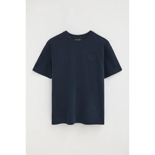 Maglietta blu marino con microstruttura e toppa Polo Club