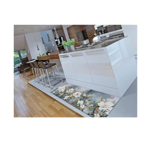 RICCI Alfombra lavable de cocina diseño floral multicolor, varias medidas disponibles.