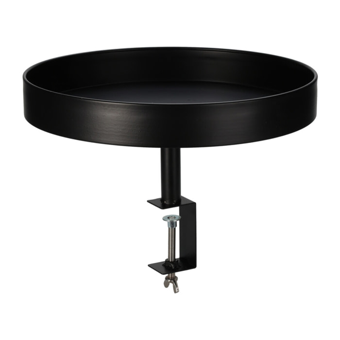 Bandeja redonda de metal pintado en negro - ø 36cm, profundidad 5cm - con tornillo de sujeción