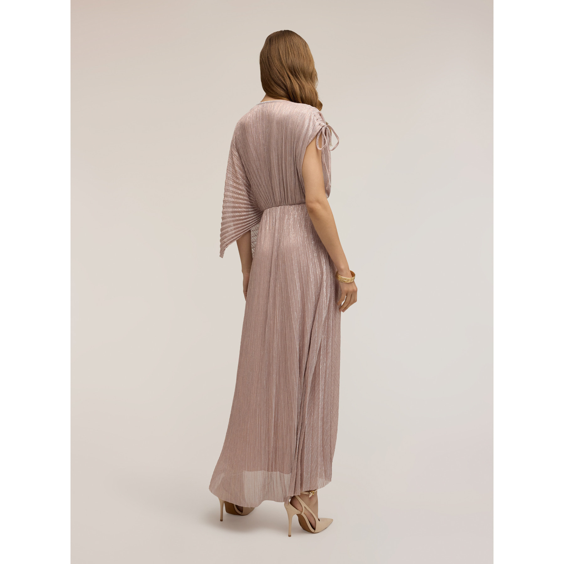 Motivi - Vestito lungo plissé metallizzato - Rosa