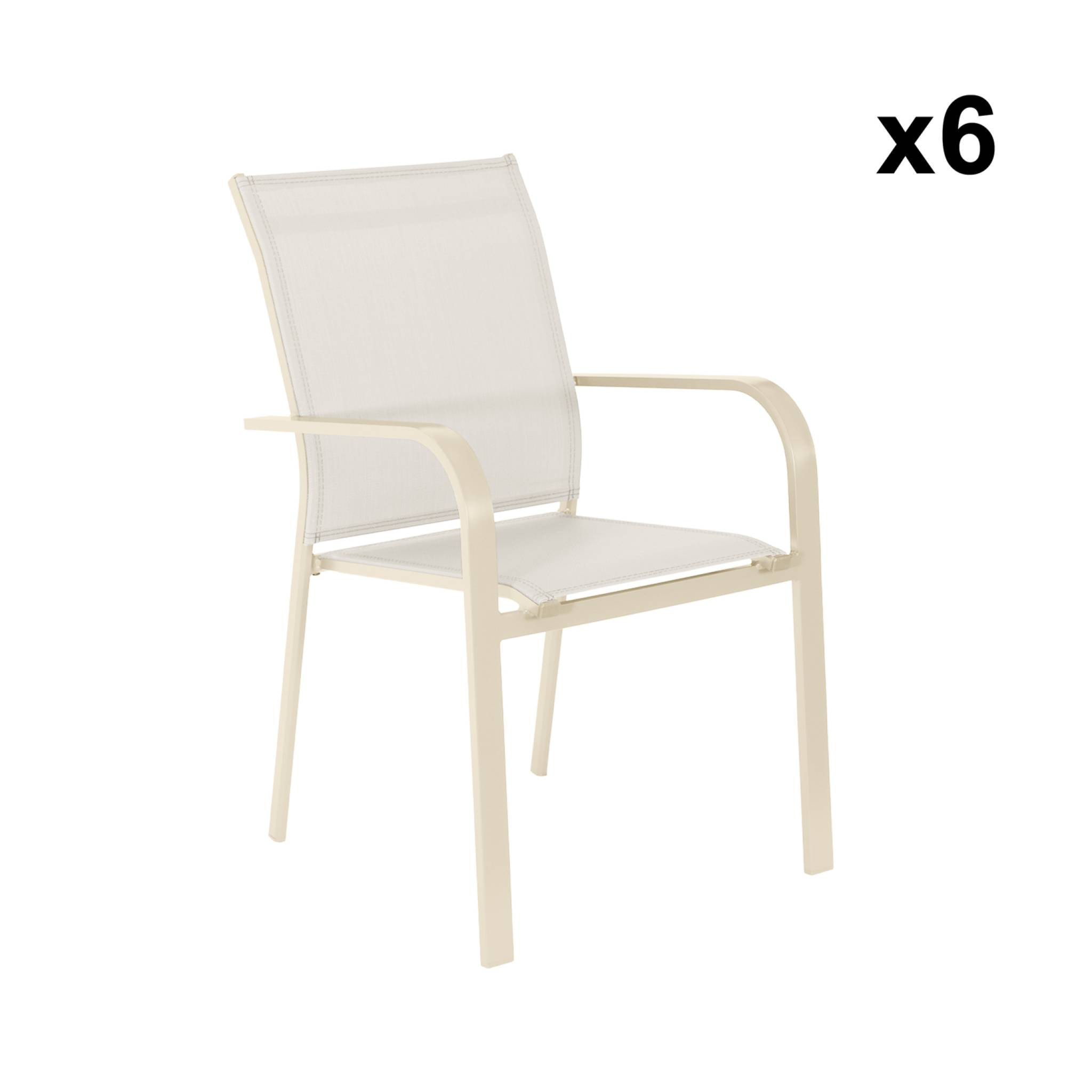 Table de jardin ronde aluminium + 6 assises OREVA + BUFFALO