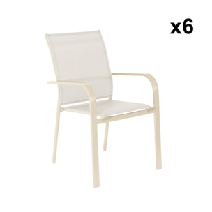 Table de jardin ronde aluminium + 6 assises OREVA + BUFFALO