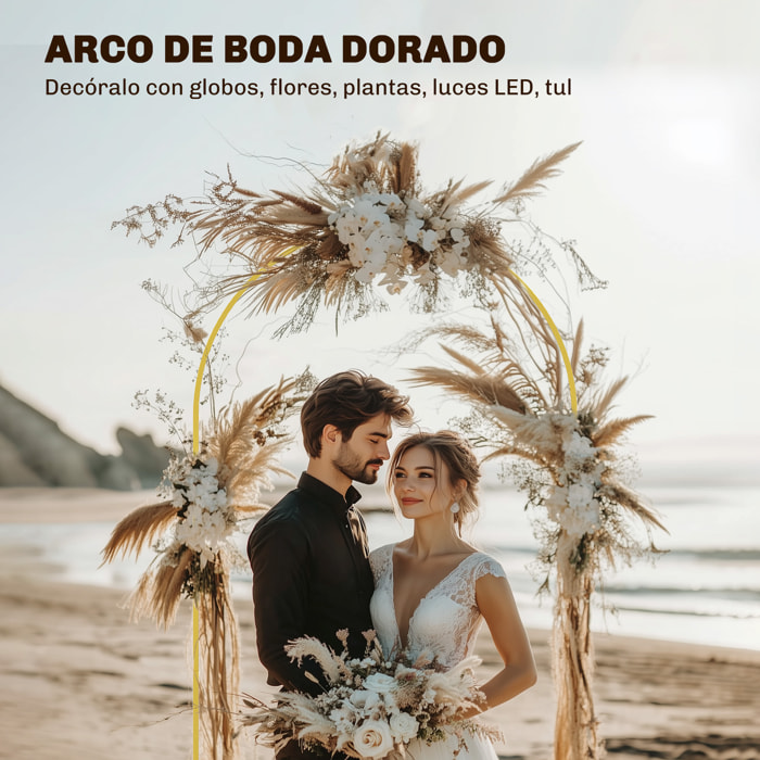 Arco de Jardín de Metal para Rosas Arco de Boda con Recubrimiento en Polvo Resistente a la Intemperie para Plantas Trepadoras para Decoración Patio Terraza 120x40x220 cm Dorado