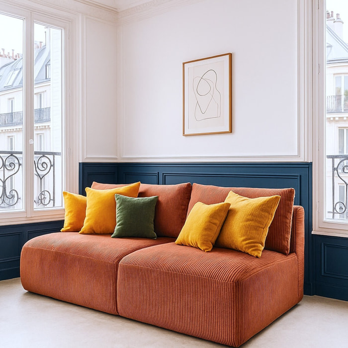 Canapé convertible 3 places en velours côtelé - JASPER