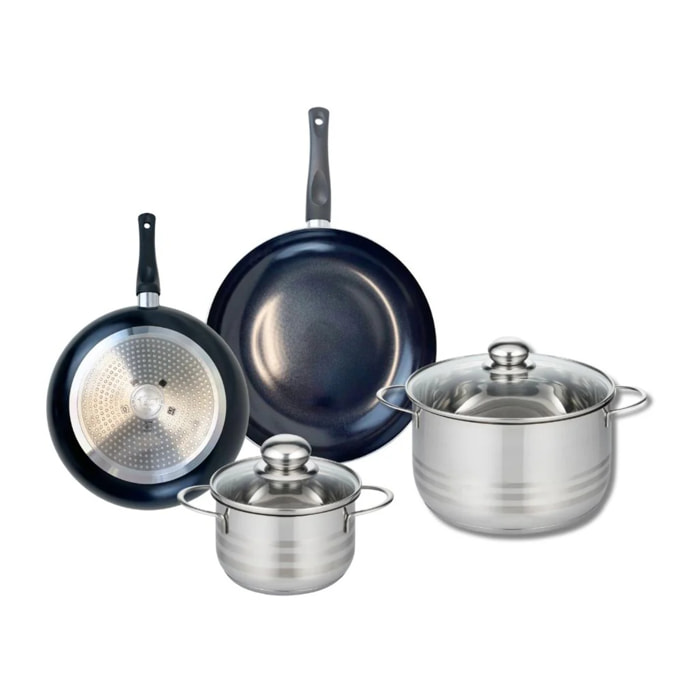 Ensemble de 2 Poêles de cuisson 20 et 24 cm et 2 faitouts 14 et 20 cm Elo Prima Brillant