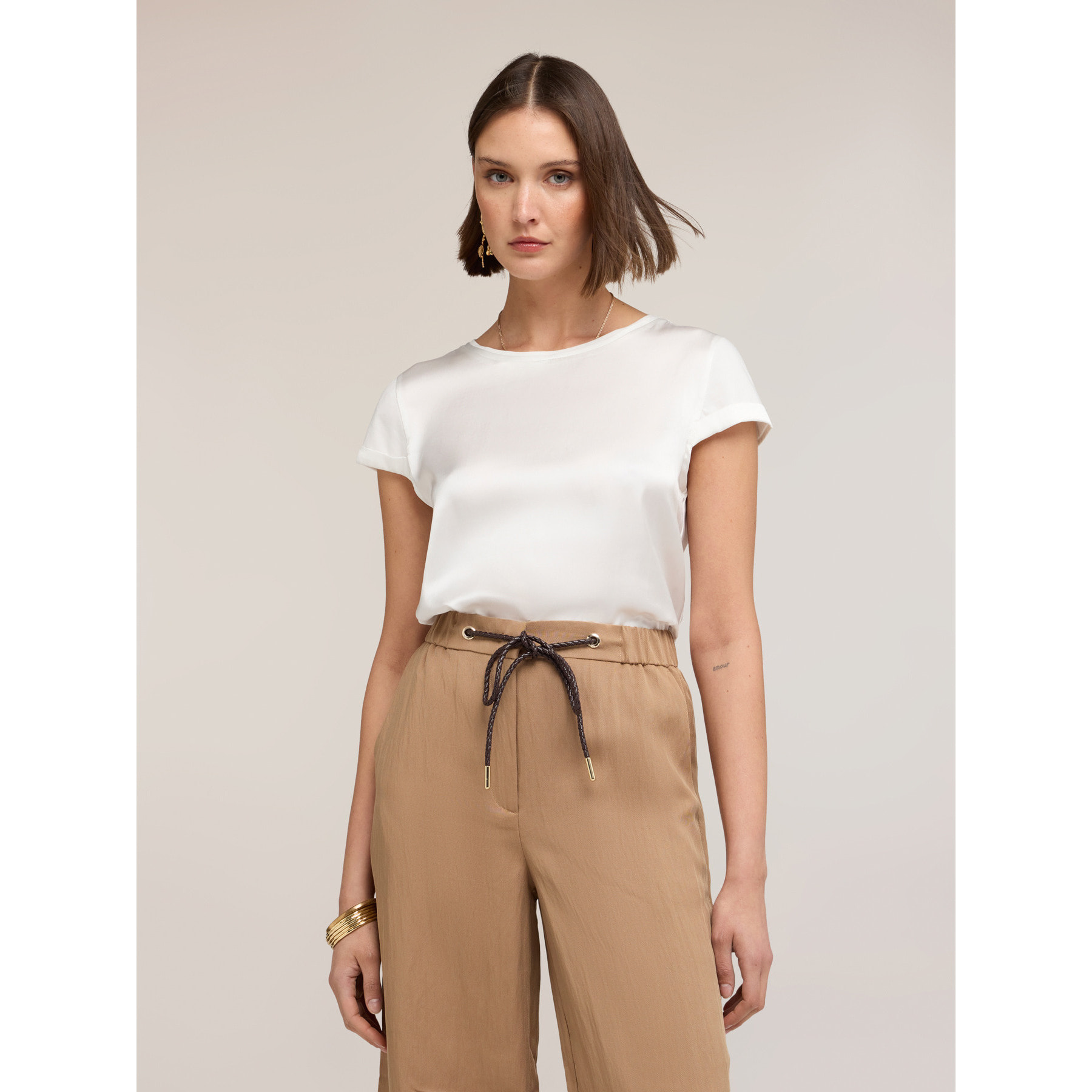 Motivi - Camiseta bimatérica - Blanco