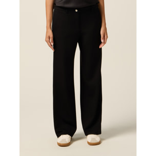 Oltre - Pantalones soft touch con cinta lateral - Negro