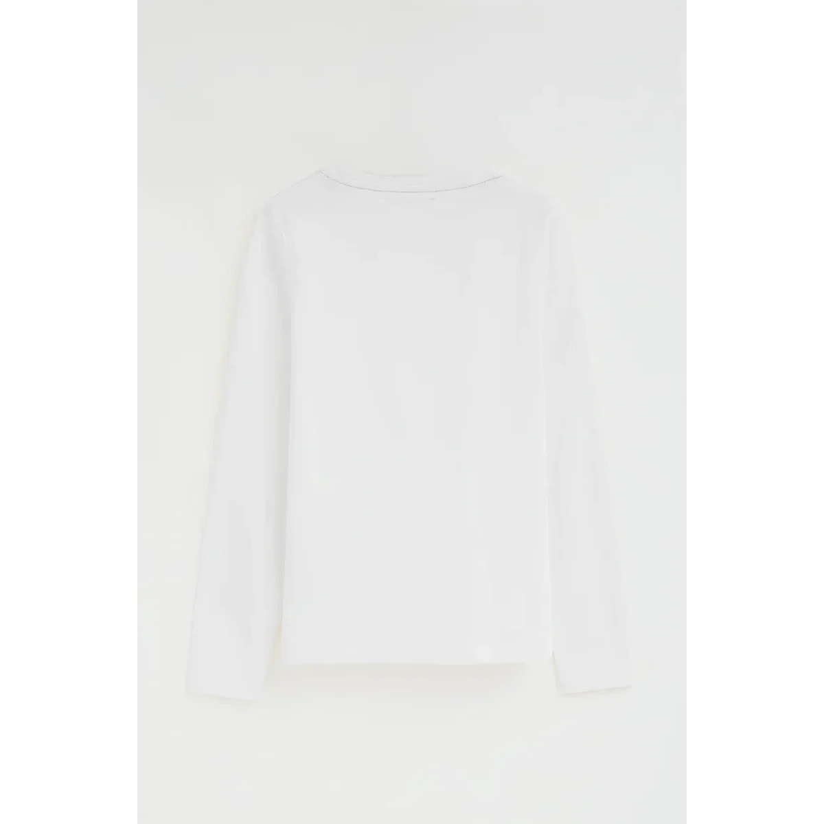 Camiseta blanca de manga larga y cuello redondo con bordado Rigby Go