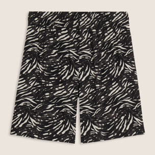 Pantaloni corti in viscosa animalier con vita elasticizzata