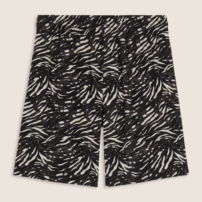 Pantaloni corti in viscosa animalier con vita elasticizzata