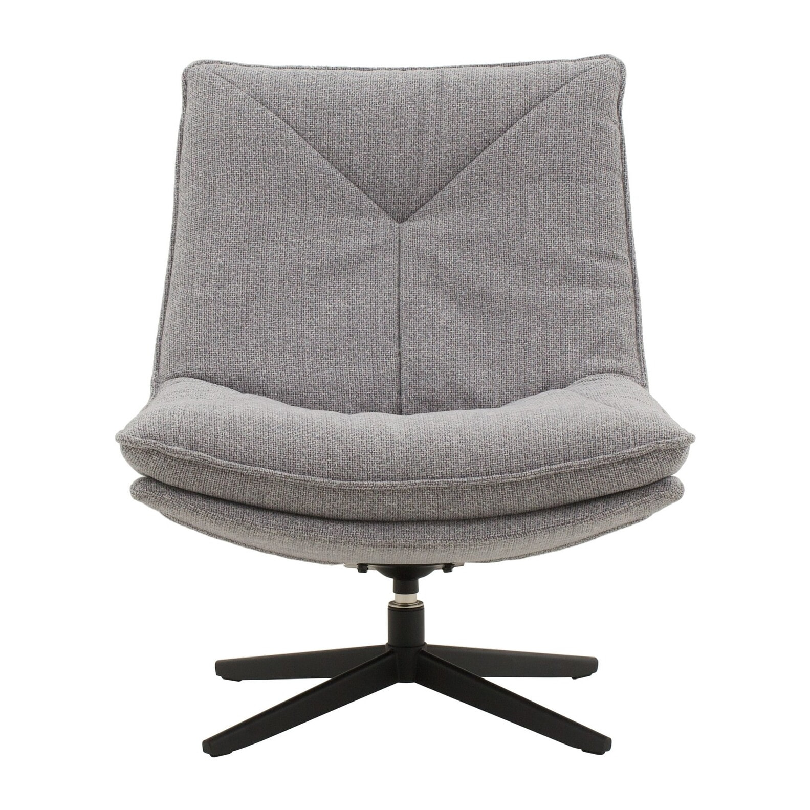 Poltrona girevole BRIKELL in tessuto grigio e base in metallo nero