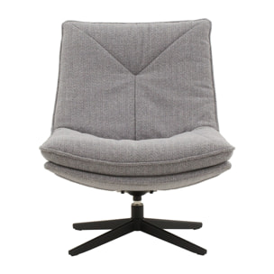 Poltrona girevole BRIKELL in tessuto grigio e base in metallo nero