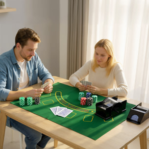 Mallette pro de poker 300 jetons 2 jeux cartes 5 dés 3 boutons sabot mélangeur tapis