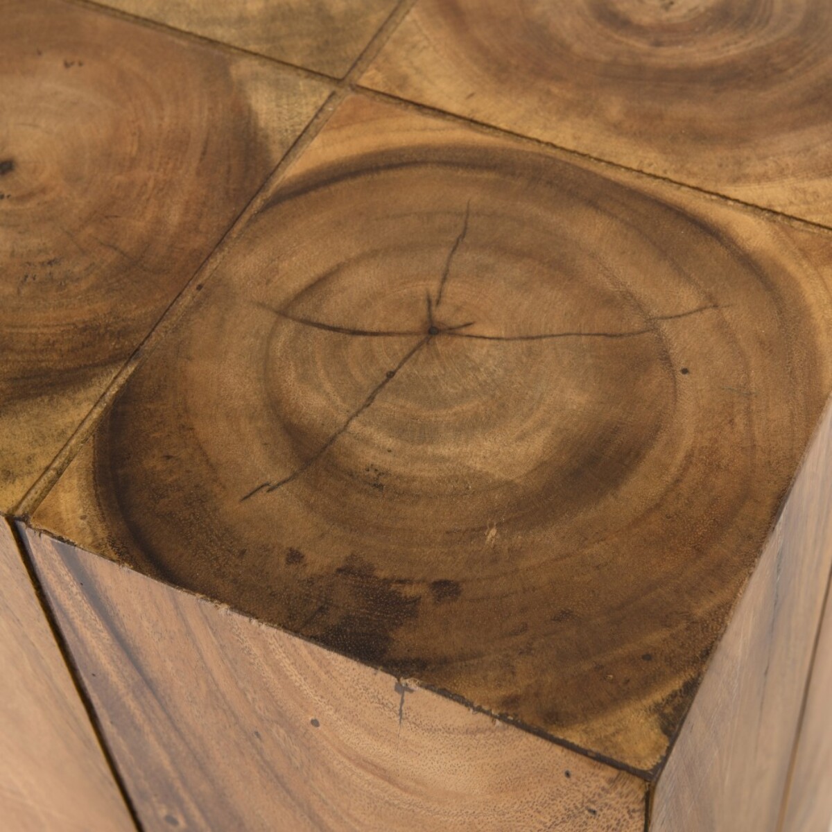 SAM - Table d'appoint carrée haute 38x38cm bois Suar piètement noir