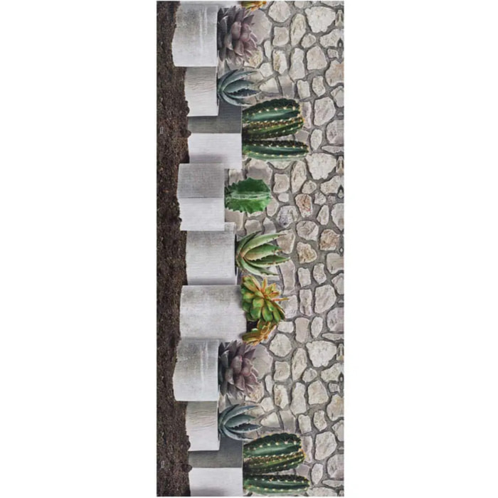RICCI Alfombra vinílica de cocina dibujos con flores en gris, varias medidas disponibles.