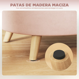 Puff Almacenaje Ovalado, Banco Almacenaje, 71x51,5x42 cm, Tapizado en Terciopelo, con Patas de Madera Maciza, Carga 120 kg, para Sala de Estar, Dormitorio, Entrada, Rosa Claro