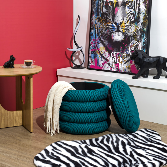 Pouf Rangement Atome Bleu