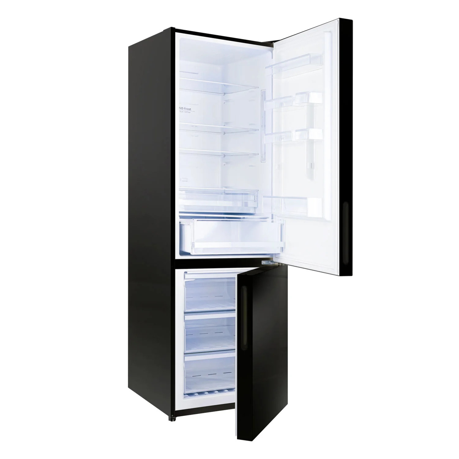 Frigorífico Combi EVVO F60B Glass, 247 l + 94 l, Negro