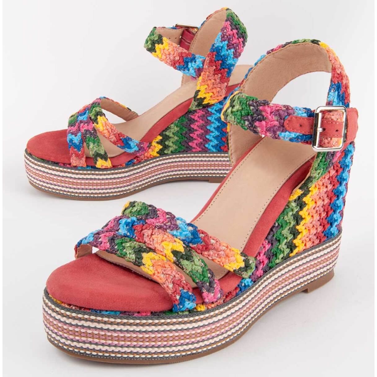 Sandalia De Cuña - Multicolor - Altura: 12 Cm