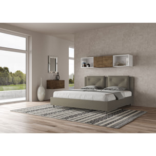 Letto matrimoniale king size contenitore imbottito 200x210 similpelle cappuccino Appia