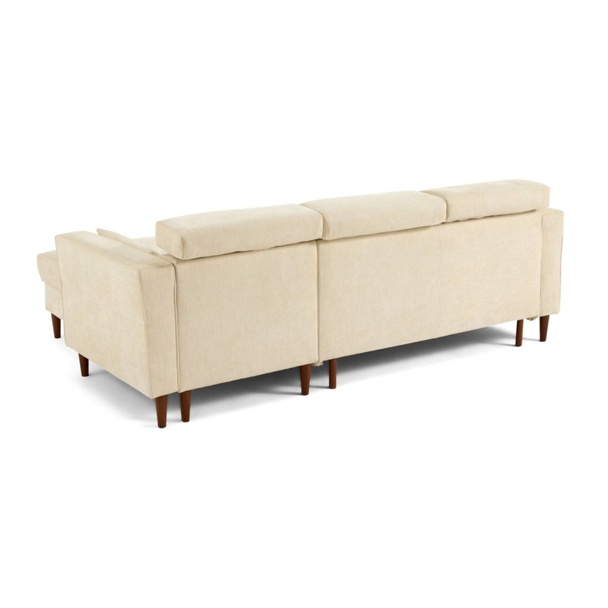 Alicante - canapé d'angle réversible convertible avec têtières - coffre - 4 places - en tissu texturé - Beige