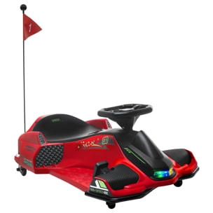 HOMCOM Go Kart Elettrico per Bambini 8-12 Anni Velocità 3-8 km/h per Drifting con Luci e Musica, Rosso