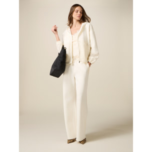 Oltre - Joggers de felpa con encaje - Blanco