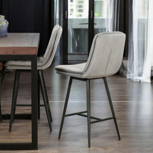 Chaise de bar en velours gris (lot de 2) OKA