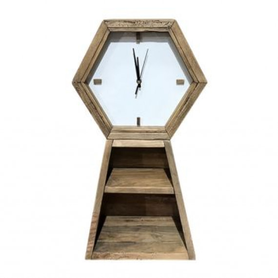 Horloge en bois sur support à 2 niches - ORIGIN