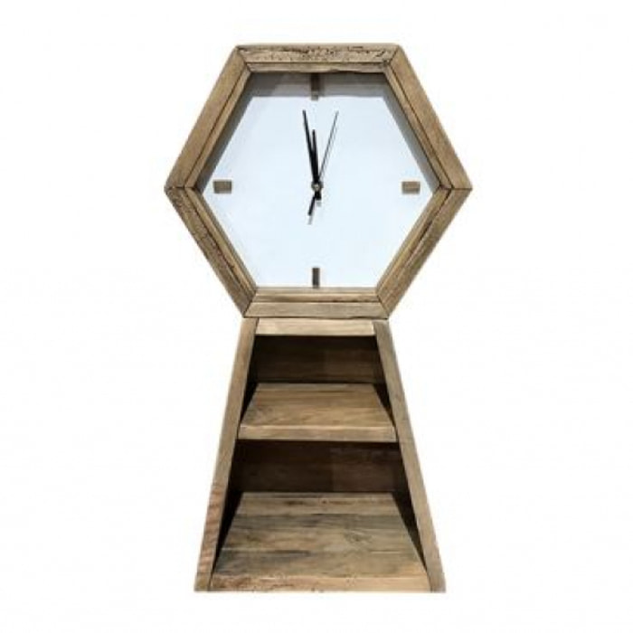 Horloge en bois sur support à 2 niches - ORIGIN