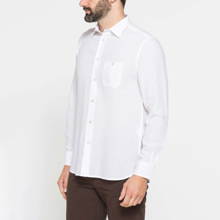 CAMICIA IN LINO E LYOCELL A MANICA LUNGA DA UOMO