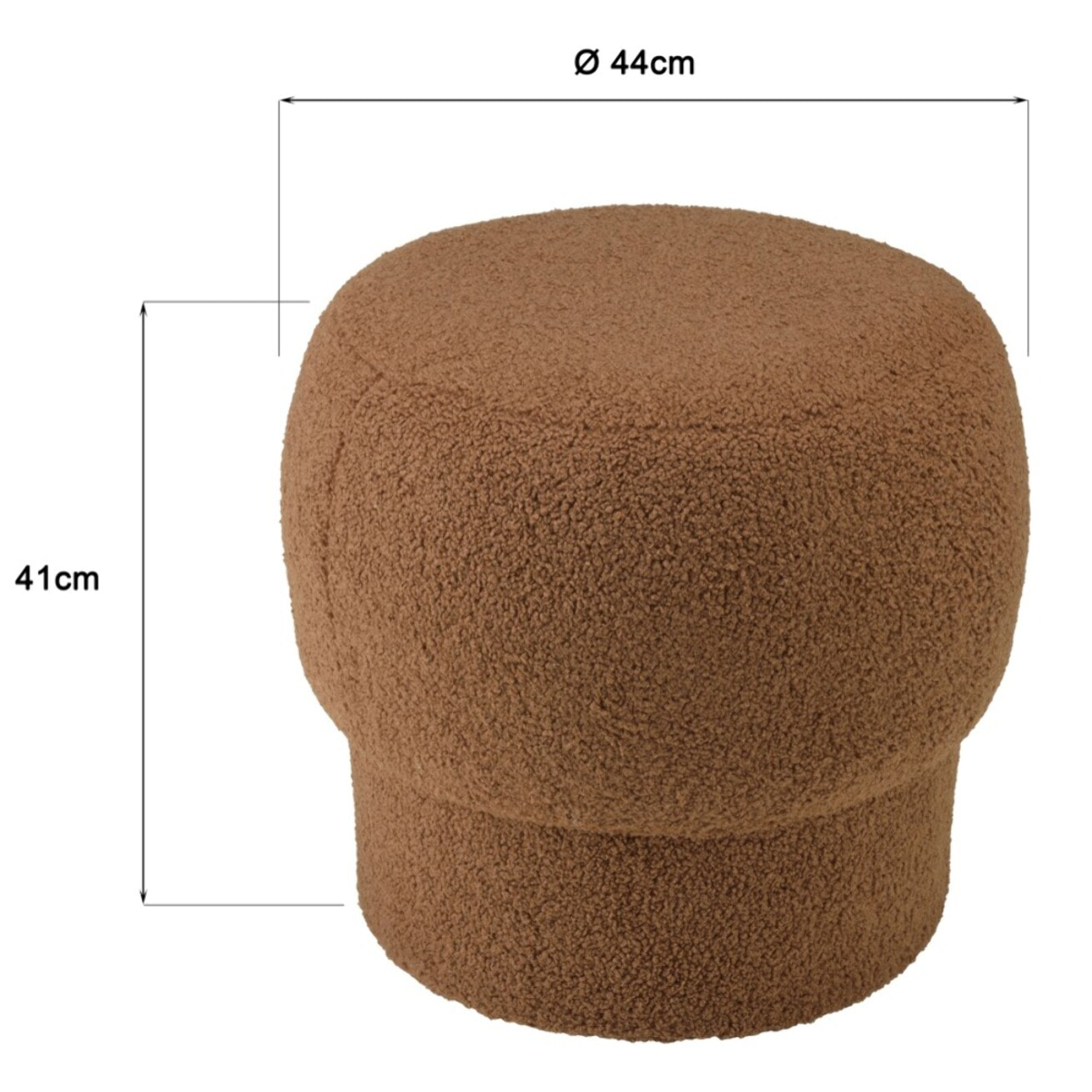 AGATHE - Pouf rond en tissu terracotta D44cm