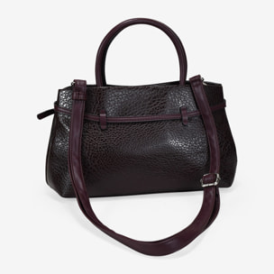 Bolso de mano burdeos con cinturón y hebilla