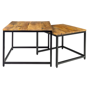 YORK - TAVOLINI QUADRATI GRANDI SET 1/2 MANGO E FERRO - misura 60X60X45