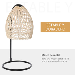 Lámpara de Mesa Lámpara de Mesita de Noche Casquillo E27 Máx. 40W Lámpara Decorativo con Pantalla de Ratán para Dormitorio Salón Ø20x41 cm Natural