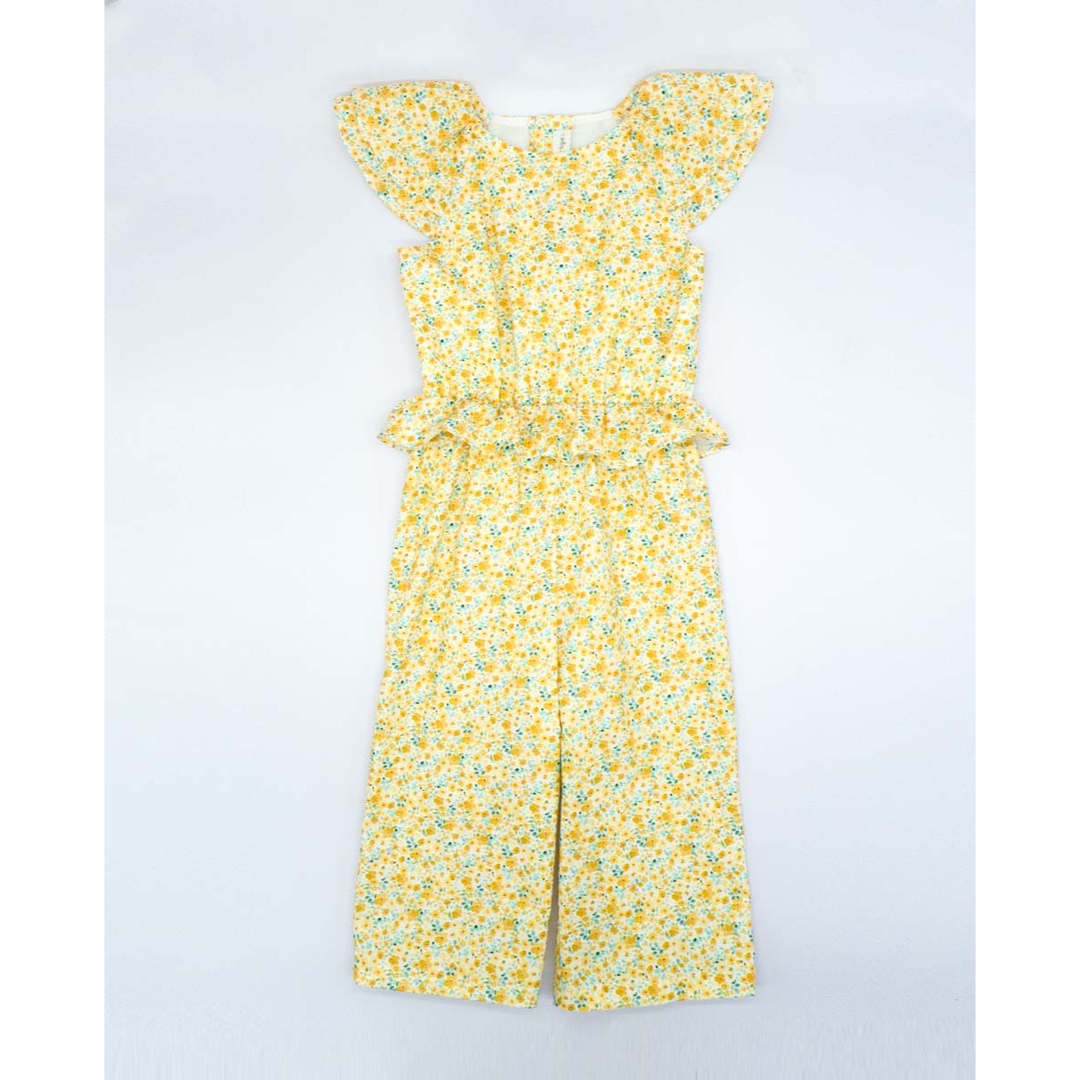 MONO LARGO CON VOLANTE FLORES AMARILLO