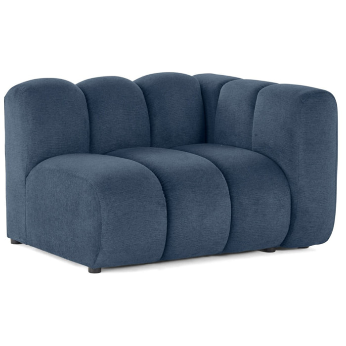 Debbie - module d'assise droit en tissu texturé - Bleu