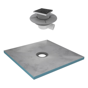 Receveur de Douche à Carreler 90x90 cm avec Bondes à Sortie Horizontale - Grille Inox