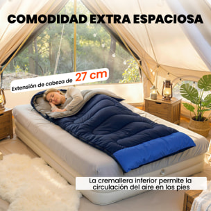 Saco de Dormir Adulto, Ligero y Compacto, para 3 Estaciones, Impermeable, Saco de Dormir Rectangular Plegable Portátil, Tamaño Pequeño, para Acampar, Senderismo, Viaje al Aire Libre, Azul